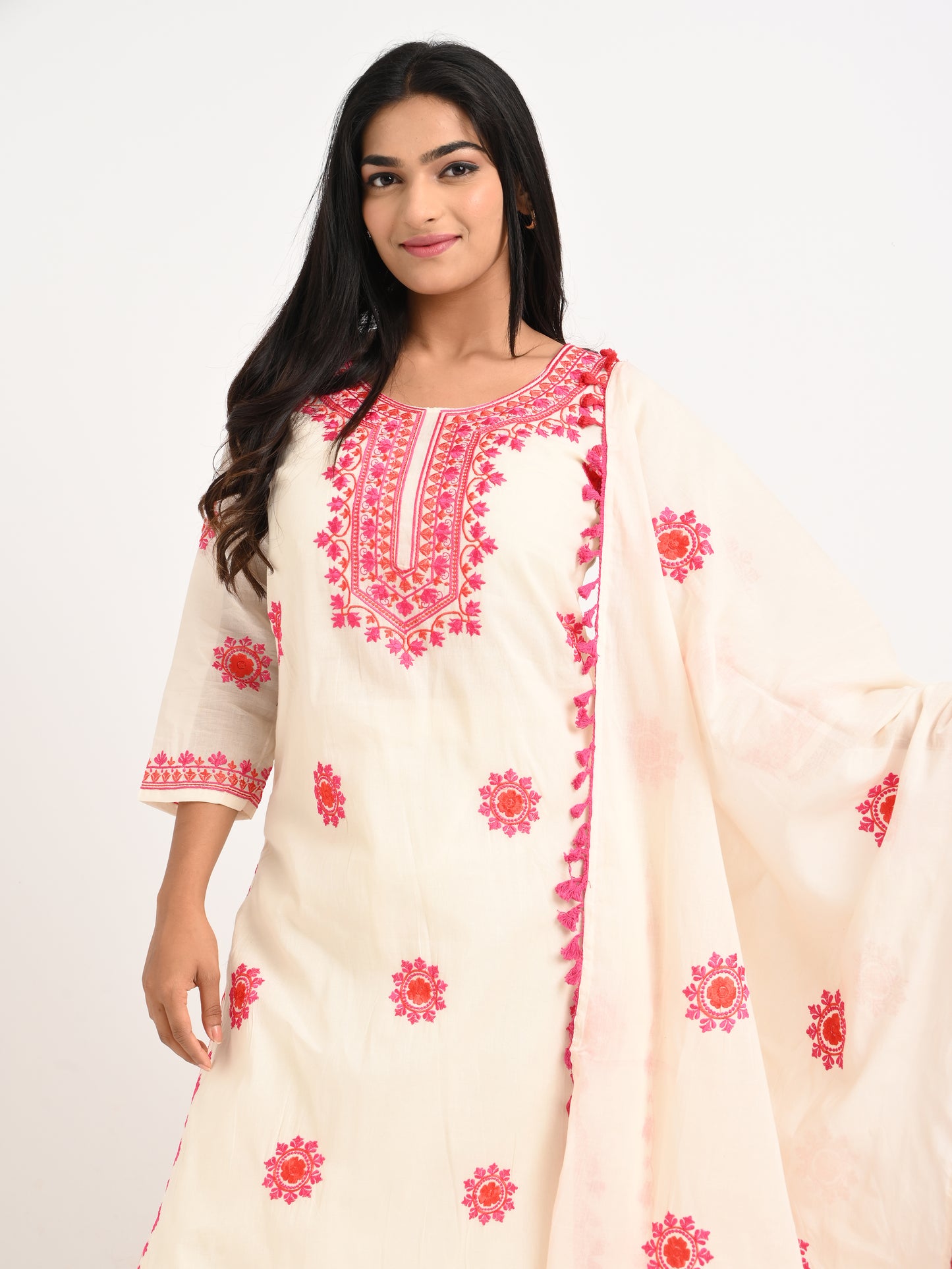 Embroidered Kurta Set with Dupatta