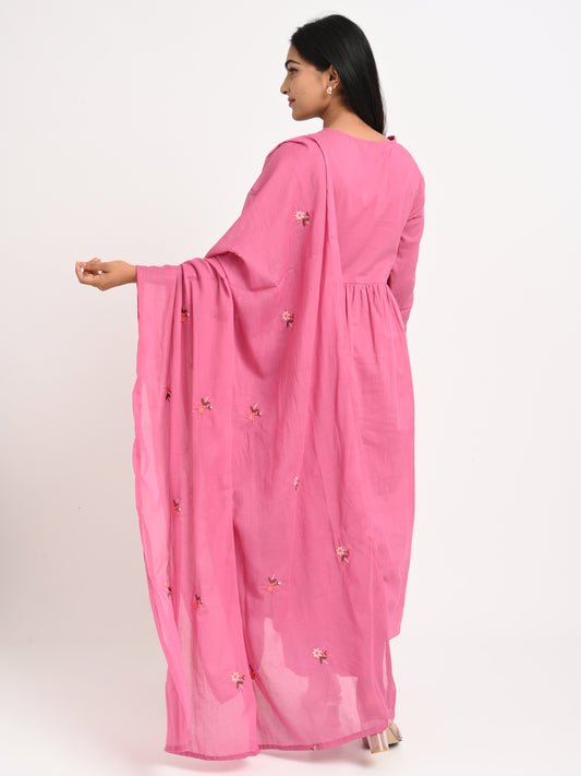 Embroidered Suit Set with Dupatta