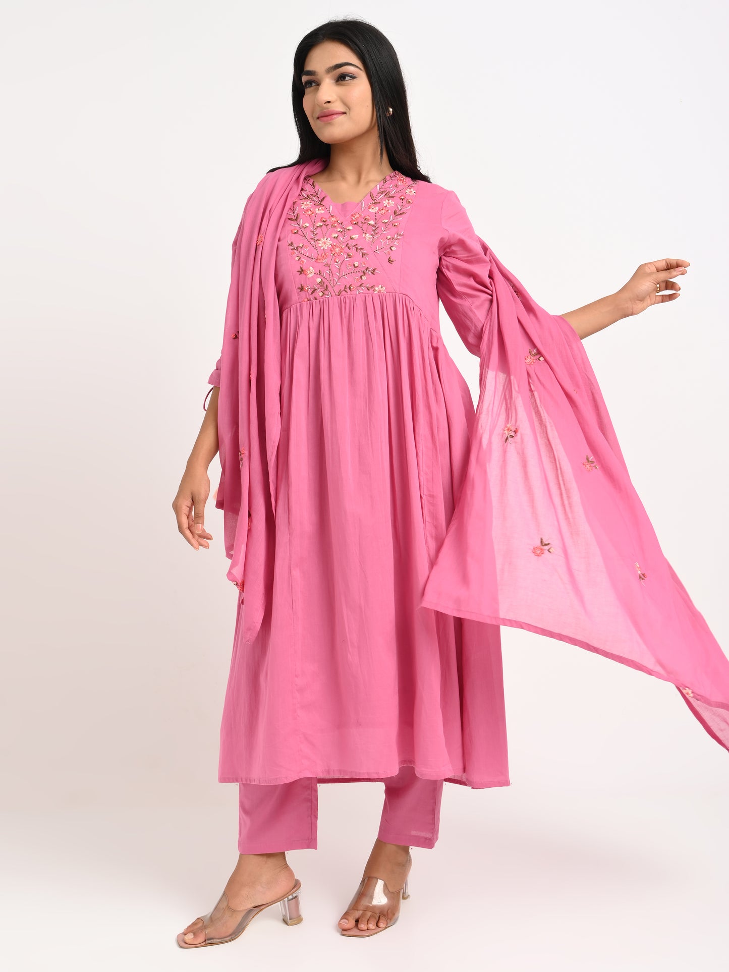 Embroidered Suit Set with Dupatta