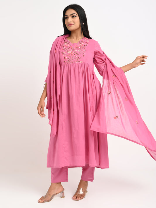 Embroidered Suit Set with Dupatta