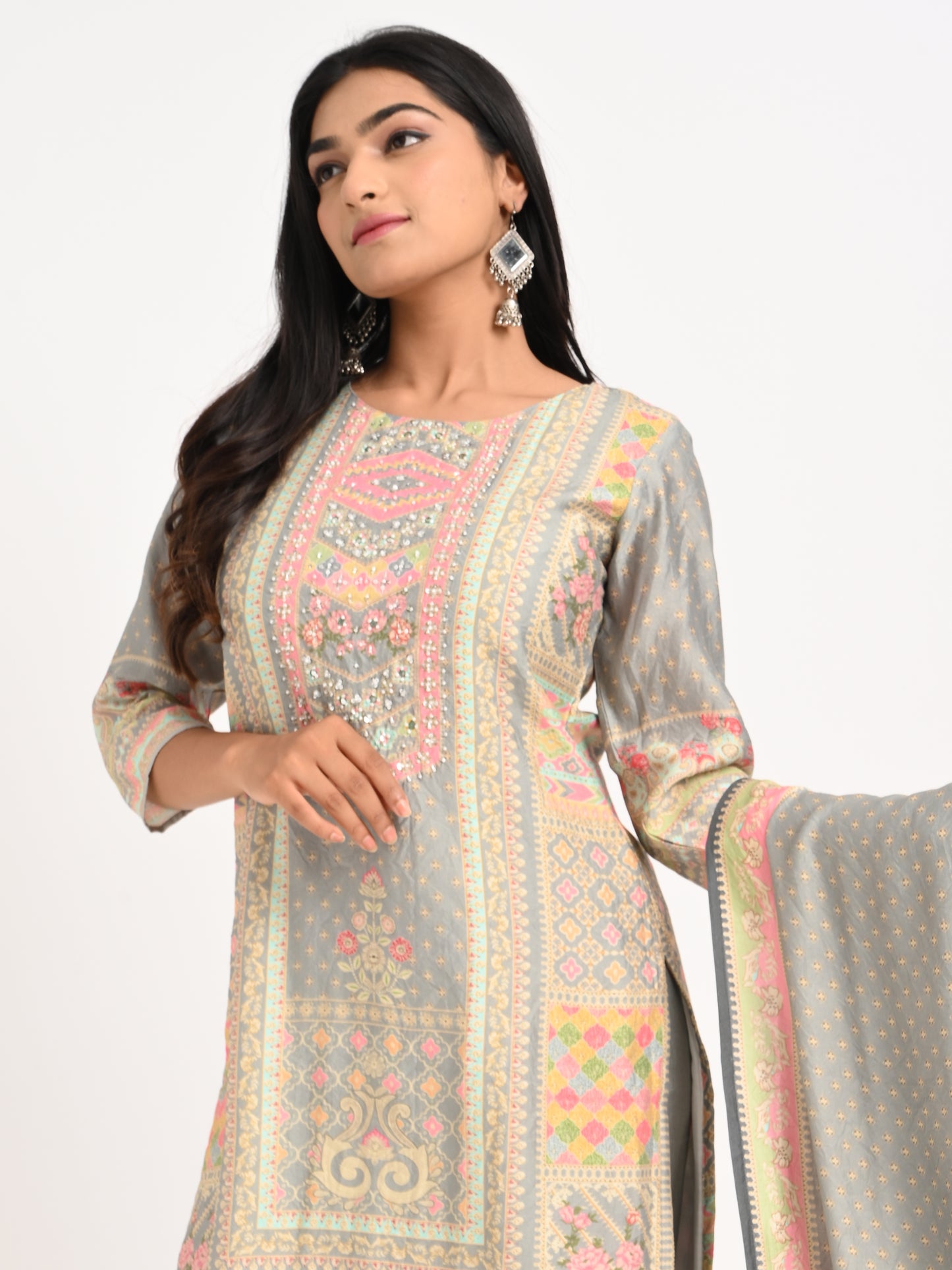 Printed Suit Set with Dupatta