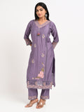 Lavender Embroidered Kurta Set with Dupatta