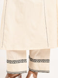 Embroidered Cream Kurta Set