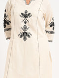 Embroidered Cream Kurta Set