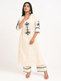 Embroidered Cream Kurta Set
