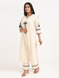 Embroidered Cream Kurta Set