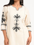 Embroidered Cream Kurta Set