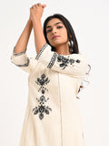 Embroidered Cream Kurta Set