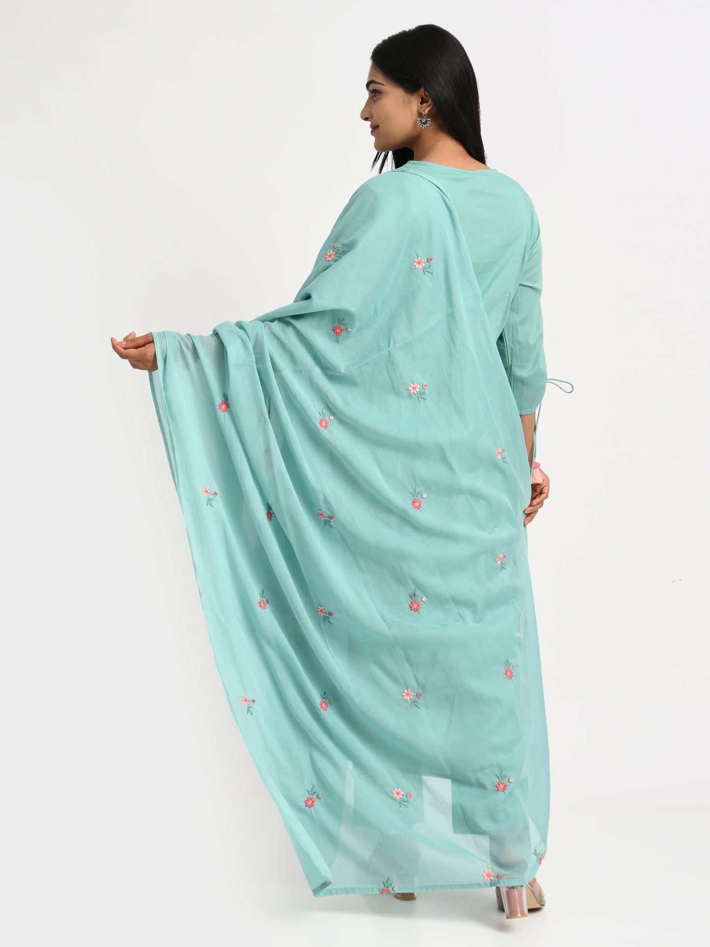 Muslin Embroidered Kurta Set with Dupatta