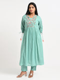 Muslin Embroidered Kurta Set with Dupatta