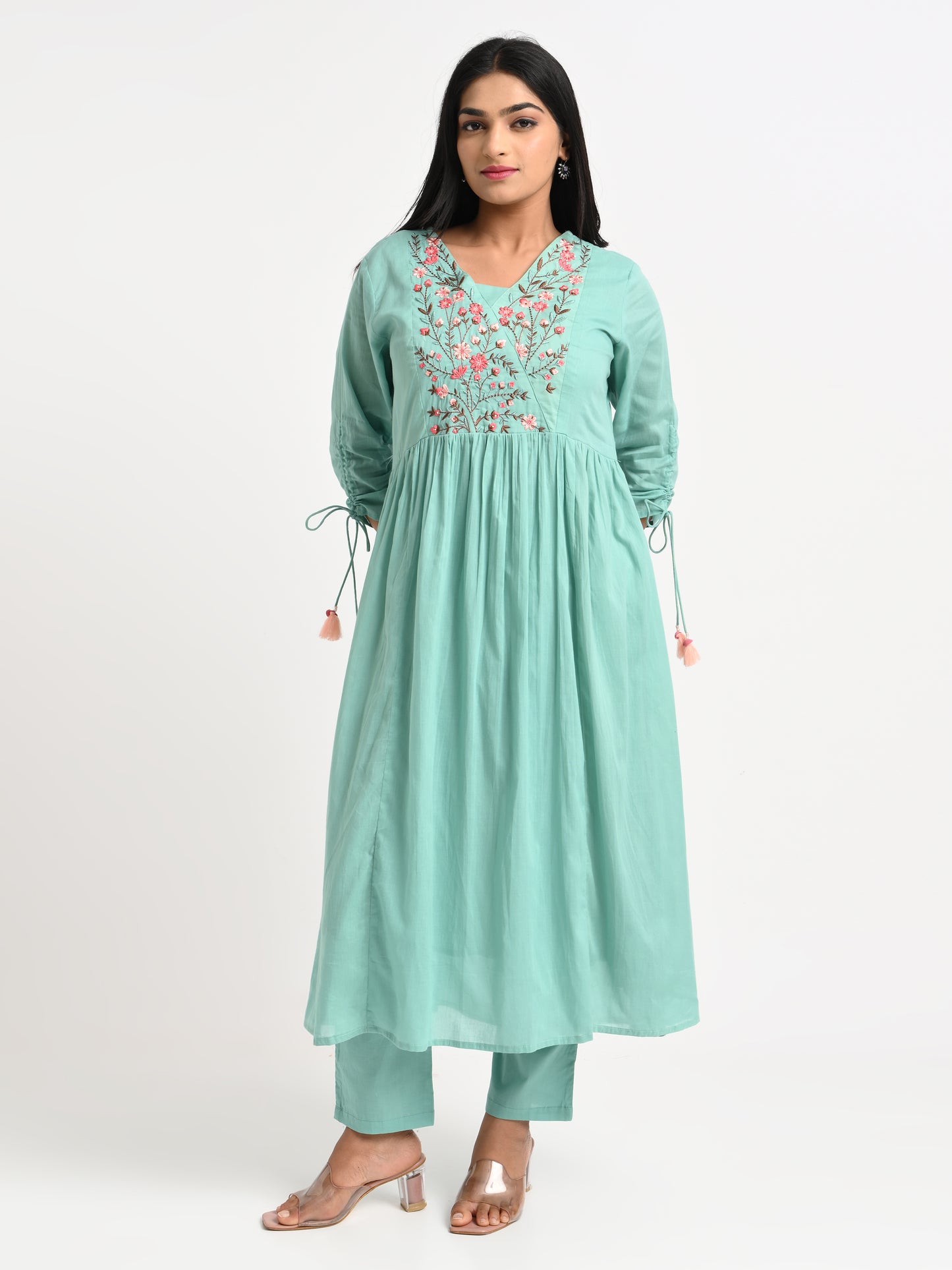 Muslin Embroidered Kurta Set with Dupatta