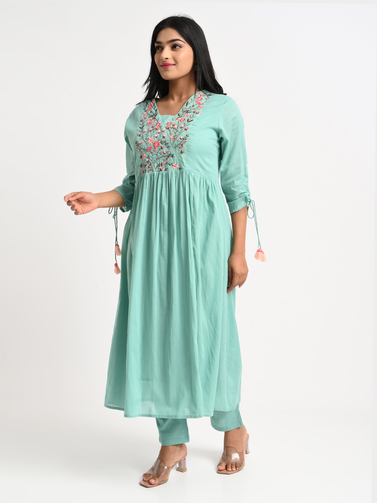 Muslin Embroidered Kurta Set with Dupatta