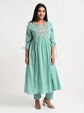 Muslin Embroidered Kurta Set with Dupatta