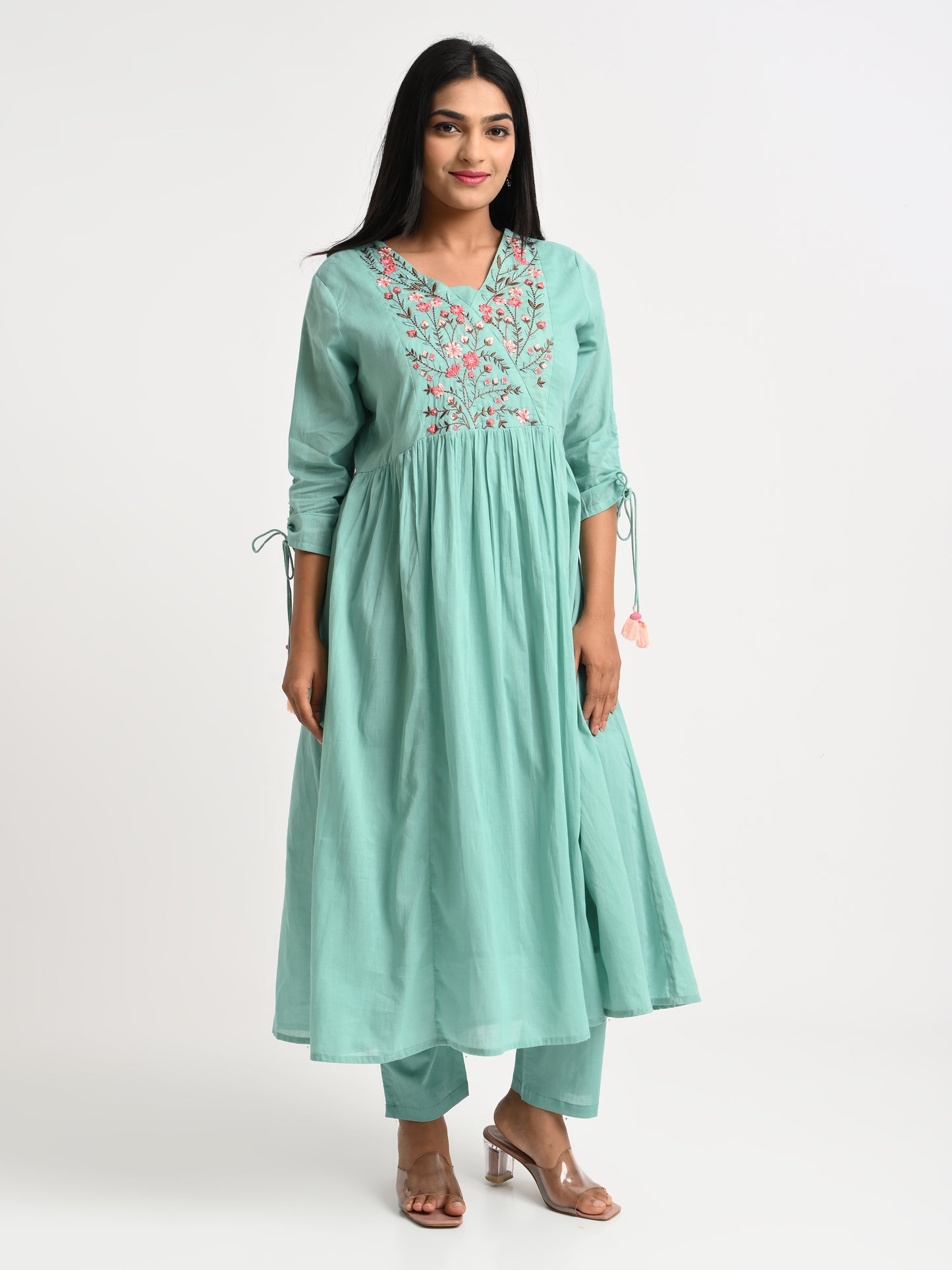 Muslin Embroidered Kurta Set with Dupatta