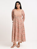 Printed Cotton Anarkali Kurta Set with Dupatta