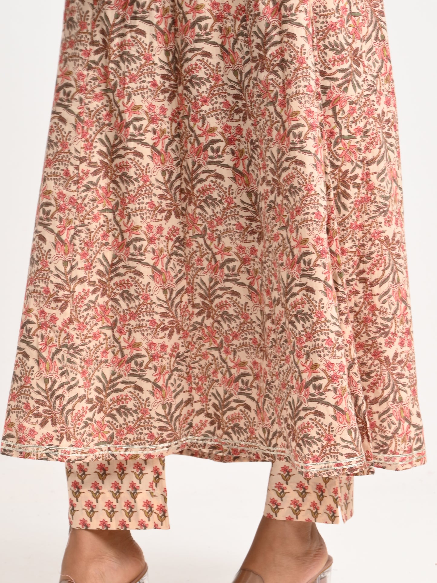Printed Cotton Anarkali Kurta Set with Dupatta