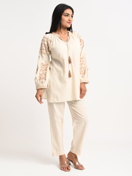 Embroidered Cotton Co-ord Set
