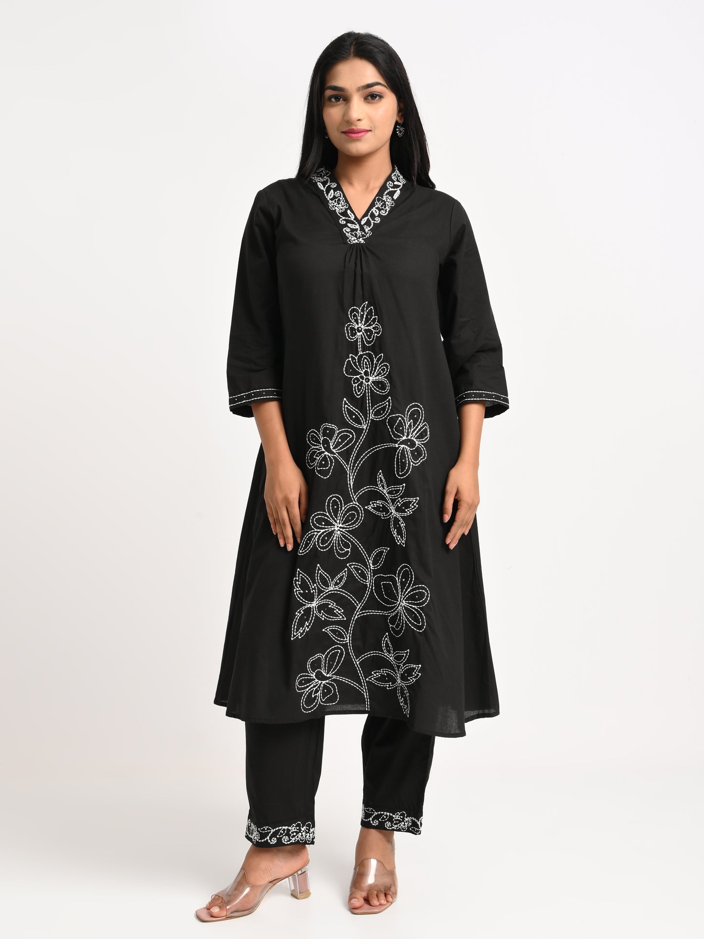Embroidered Black Kurta Set with Dupatta