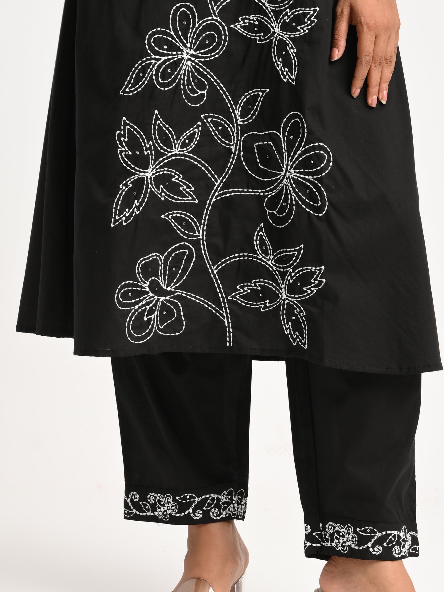 Embroidered Black Kurta Set with Dupatta