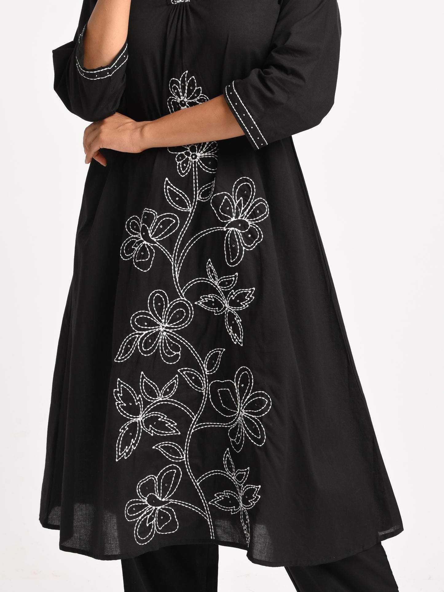 Embroidered Black Kurta Set with Dupatta