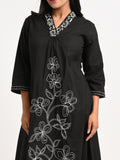 Embroidered Black Kurta Set with Dupatta