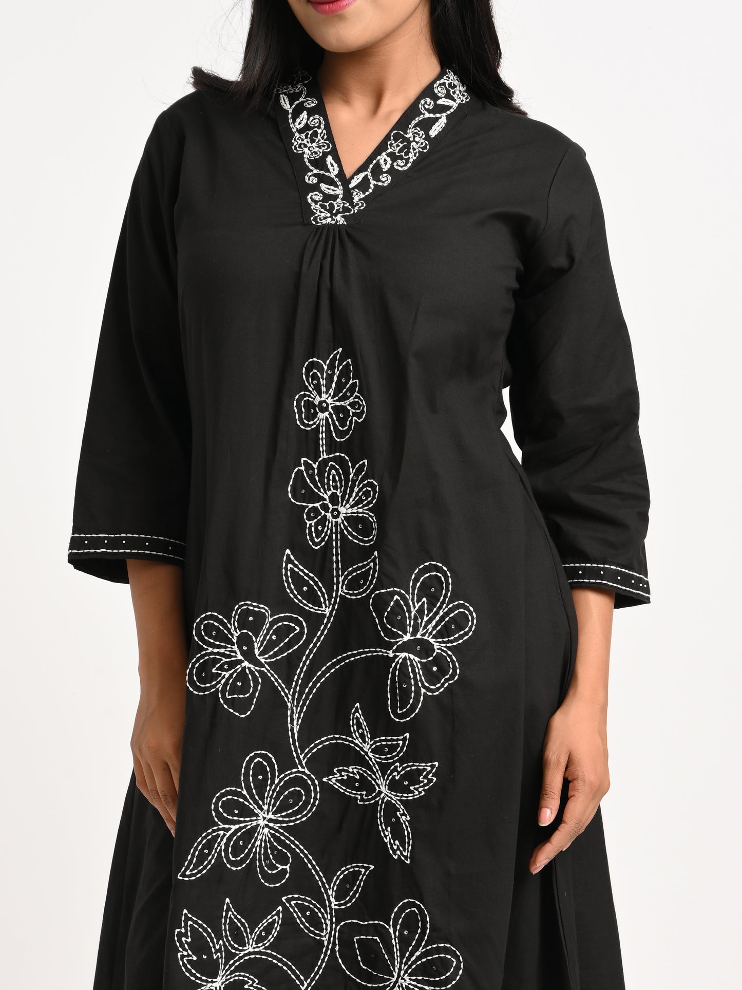 Embroidered Black Kurta Set with Dupatta