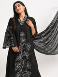 Embroidered Black Kurta Set with Dupatta